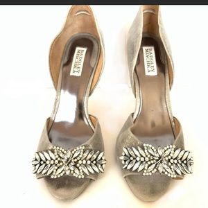 Badgley Mischka Nikki Bridal Silver Heels 8.5